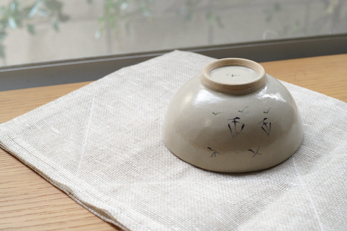 工房kuromiya | 白化粧色絵 ご飯茶碗 / かもめとヨット