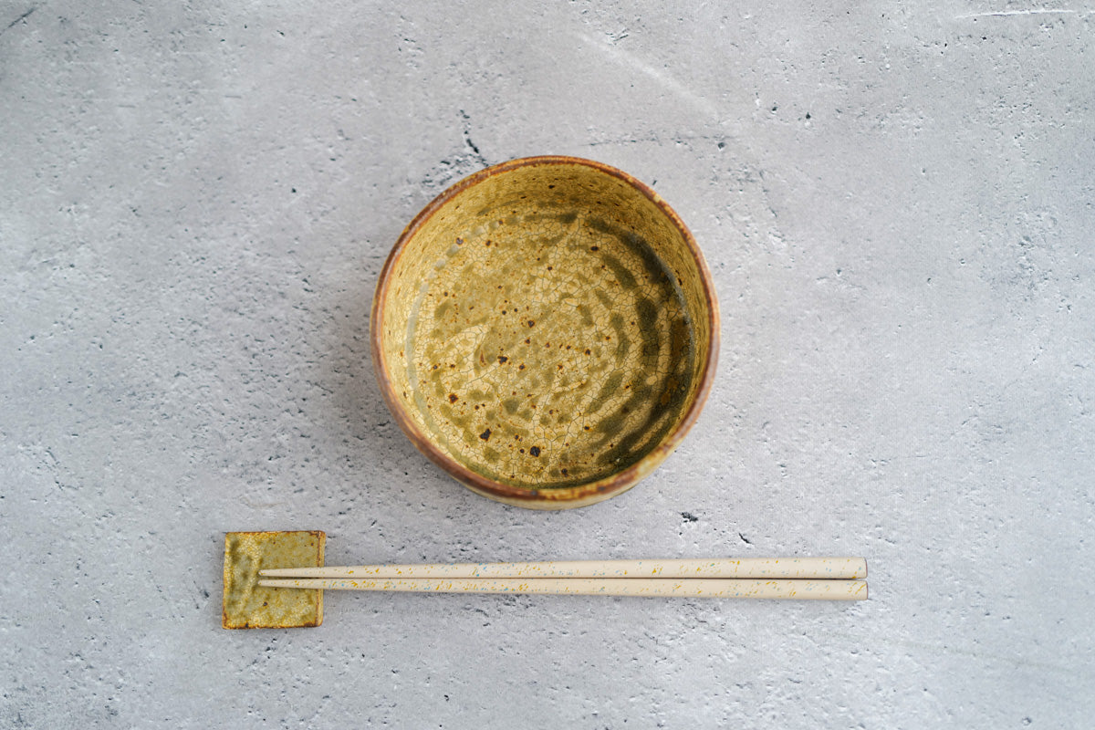 馬渡新平 | ヒビ粉引 平鉢 / 4寸