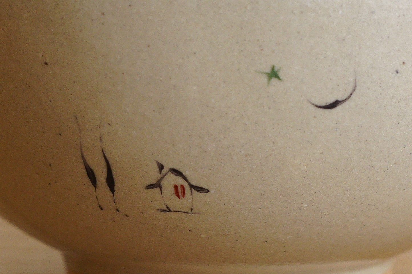 工房kuromiya | 白化粧色絵 ご飯茶碗 家と月