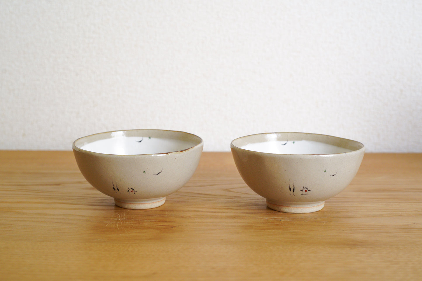 工房kuromiya | 白化粧色絵 ご飯茶碗 家と月