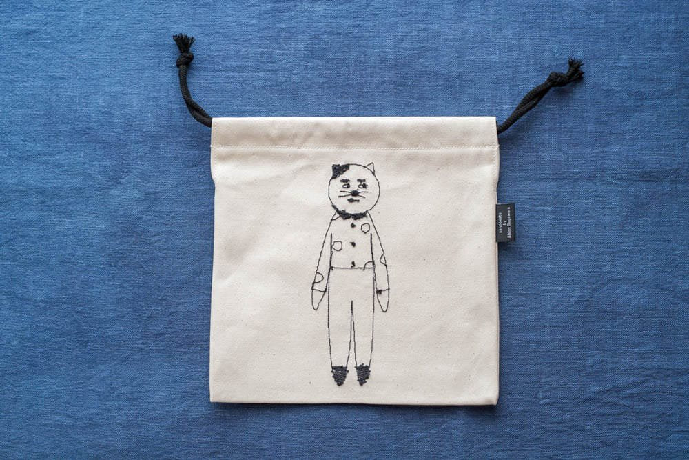 sennokoto by Shion Sugawara  |  巾着 - 両面刺繍 カップルネコ