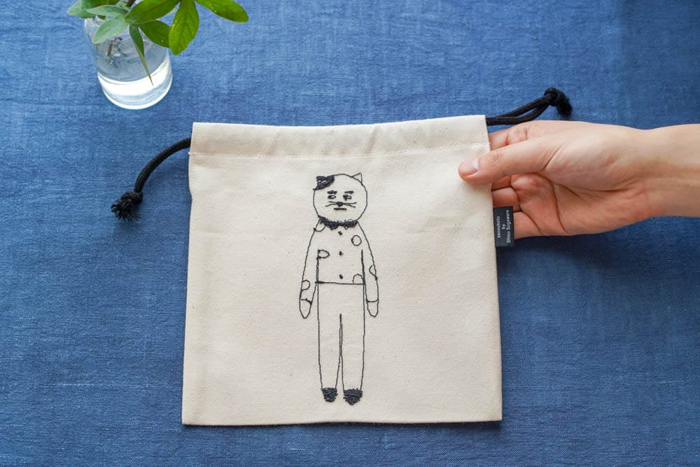 sennokoto by Shion Sugawara  |  巾着 - 両面刺繍 カップルネコ