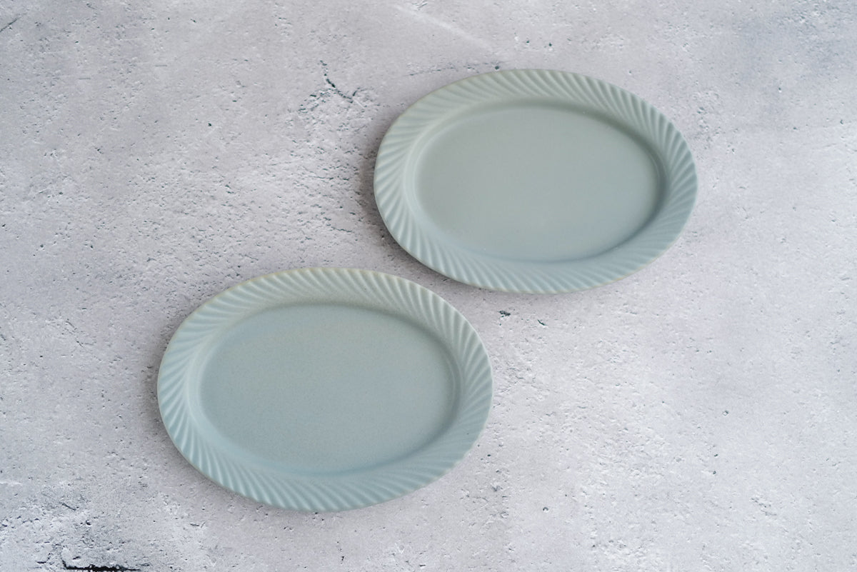 KANEAKI SAKAI POTTERY | slants oval / ブルーグレー